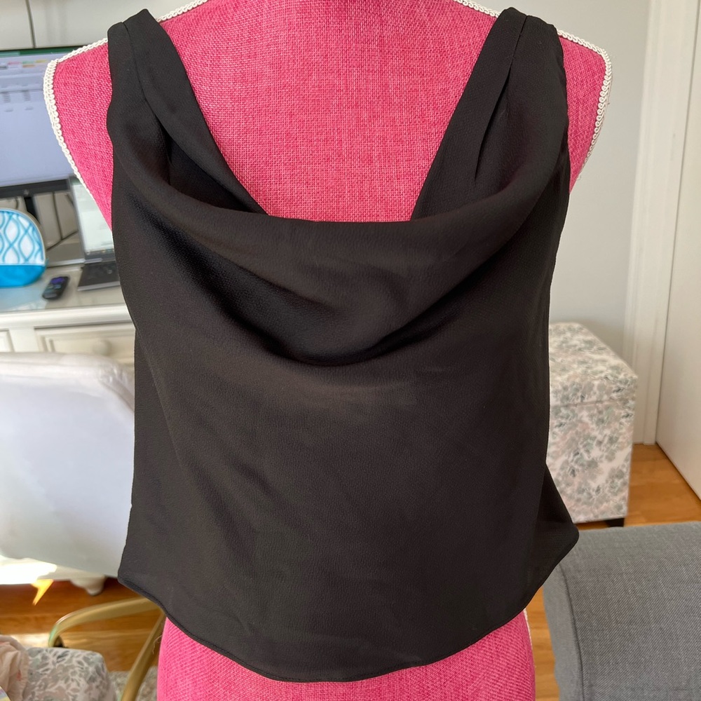 Black Cowl Neck Tie Back Blouse